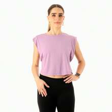 Blusa Deportiva Negra sin Mangas con Hombreras - Lila Púrpura - Ver 1