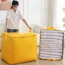 1pc Extra-Large Durable Plastic Storage Bag For Moving - Dustproof & Hand-Washable , Scratch-Resistant Moving Bag With Handles & Zipper Design , Ideal For Moving & Packing, Waterproof Quilt & Clothes Storage Organizer - Multicolor - View 4