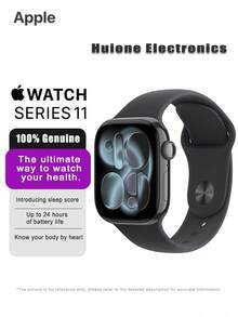 Apple Watch Series 11 GPS 智能手表推出睡眠评分 | 长达 24 小时的电池续航时间 | 醒来即可查看睡眠评分 | 关注睡眠呼吸暂停 | 使用 ECG 应用程序追踪您的心跳 | 使用心率应用程序随时掌握脉搏 | 周期追踪让您无需上厕所 | 获取追溯排卵期估算 | 测量您的血氧。这是一项令人惊叹的创新 - 亮黑色 - 查看 14