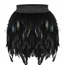 Festival Carnival Party Dance Feather Skirt Bar Jazz Multi-Color Irregular Dance Skirt Gothic Style Halloween Feather Mini Skirt, Elastic - Waist Feather Skirts In Teal, Black, Red And Blue For Halloween Costume, Party, Dance