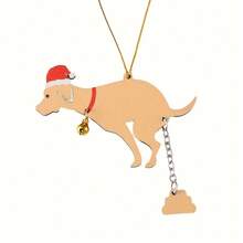 1pc DIY Funny Poop Puppy Wooden Christmas Tree Decoration Pendant Creative Ornament Pendant Merry Christmas Gift, Xmas Decor, Christmas Tree Decor, Christmas Decor, Christmas Tree Ornament Decor, Christmas Decorations , Christmas Decorations