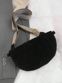 Riñonera de terciopelo para mujer con cremallera, correa ancha, bolso bandolera de gran capacidad, bolso cruzado versátil