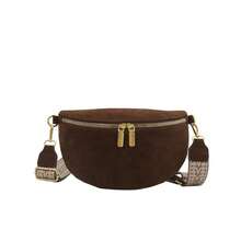 Riñonera de terciopelo para mujer con cremallera, correa ancha, bolso bandolera de gran capacidad, bolso cruzado versátil