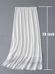 女士白色蕾丝防走光防滑裙、A字衬裙 - 白色 - 查看 2