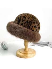 2025 New Leopard Print Mongolian Hat For Women, Warm And Fashionable Autumn And Winter Hat, Fisherman Basin Hat Plush Hat, Suitable For Giving Gifts When Going Out, Unisex - Multicolor - View 11