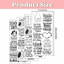 4张德语最佳友谊语录主题UV DTF转印贴纸，带有友谊语录艺术贴纸，完美适用于杯子、瓶子、DIY家具、玻璃器皿、瓶子和工艺品。 - 彩色 - 查看 2