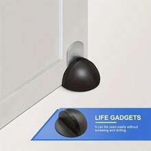 4pcs Self-Adhesive Heavy Duty Non-Slip Door Stopper, Black, Protect Wall/Door, Suitable For Hard Floors And Glass Doors - Black - View 3