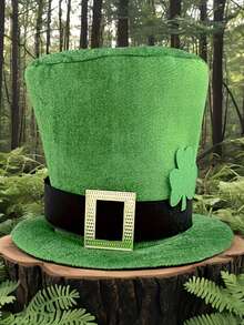 圣帕特里克节三叶草帽、派对帽、表演帽 - 綠色 - 查看 2