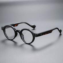 New Retro Round Fashion Glasses, Stylish Small Frame Round Face Non-Prescription Glasses, Contrast Color Vintage Elegant , All Season
