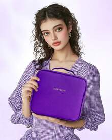 This Makeup Bag Features An LED Mirror With A Built-In Rechargeable LED Light, Adjustable Internal Dividers, Easy-To-Clean Leather, And A Complimentary Makeup Brush Holder. Perfect For Travel, It Can Also Be Used To Store Cosmetics, Toiletries, Or Other Daily Essentials. It Makes An Ideal Gift For Holidays Such As Mother's Day, Valentine's Day, Christmas, And New Year's., Travel, Valentine's Day, Room Decor, Purse Essentials, Makeup Bags For Women, Purse Essential Items, Cruise Essential, Designer Handbags, Basics, Vanity Essentials, Room, Cute Makeup Bag - 紫色 - 查看 8