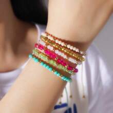 1PC/Fashion Personalized/Crystal Plated Gold Beads Women's Jewelry Handmade Friendship Bead Bracelet/Women, Couples/Friends/Suitable For Daily Commuting, Holiday Parties, Family And Friends Gifts, Birthday Gifts, As Well As The Preferred Gift For Women, Couples And Girlfriends On Holidays