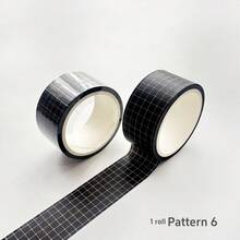1/8 卷格子和纸胶带，黑白格子胶带，经典格子装饰贴纸，适用于日记本、相册、日记本、计划本、DIY 礼品包装