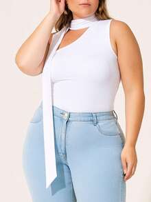 Women's Summer Tank Top With Stylish Design And Slim Fit In Solid Color - trắng - Xem 5
