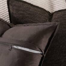 Madizz Juego de 2 Suave Chenilla Decorativo Funda de cojíns de Terciopelo con Borde Neutras Fundas de Almohada Boho para Sofá Dormitorio Salón Verde Cuadrado 50 x 50 cm - Taupe oscuro - Ver 6