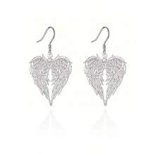 Fashion Angel Wings Heart Necklace Earrings Set, Suitable For Daily, Wedding, Party Wear, Suitable For Wives, Daughters, Good Friends As Birthday Gifts, Holiday Gifts - hoa tai - Xem 14