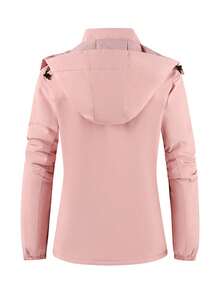Women's Solid Color Thickened Windbreaker Jacket For Outdoor Sports, Autumn/Winter,Skiing - Baby Pink - View 2