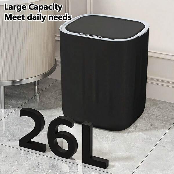 26L Large-Capacity Smart Household Trash Can With An Infrared Sensor System, Which Can Quickly Open The Lid In 0.3 Seconds And Automatically Close It. It Is Suitable For Kitchen, Bedroom, Office, Bathroom, Hotel And Living Room Decoration. It Is Powered By Dry Batteries (Batteries Not Included). Plastic Trash Can / Kitchen Trash Can / Office Trash Can / Bathroom Trash Can.Christmas & Halloween Home Decor