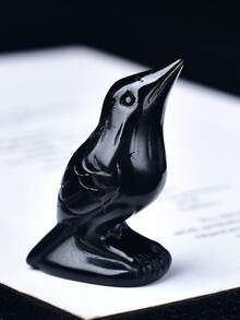 CUPIDCRYSTAL Figurină de corb sculptată din cristal natural, un cadou de piatră de cristal potrivit pentru decorarea casei, cristal vindecător cu piatră de meditație energetică, o alegere perfectă de cadou de Halloween pentru familie și prieteni.