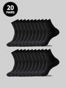 5 Pairs/10 Pairs/20 Pairs Men's Casual Crew Socks, White Socks, Winter Socks, Black Socks, Deodorizing, Athletic, Breathable, Sweat Absorbing, Fall