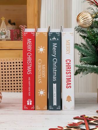 1 pieza Libro decorativo plegable con diseño de árbol de Navidad y campana, libro decorativo moderno de lujo, ideal para decoración de sala de estar, decoración de escritorio y decoración de pared. Adecuado para varios escenarios (habitación/sala de estar/mesa/gabinete de TV/pasillo/estantería/escritorio de oficina/cafetería/tienda/espacio de trabajo/sala de exposición).