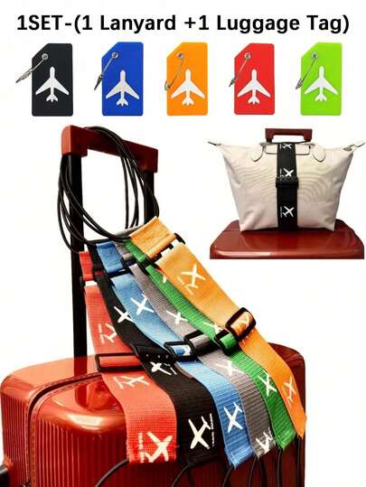 Juego de correas para equipaje, cinturones ajustables, correa de embalaje para equipaje, correa fija para maleta y etiquetas de equipaje de silicona, etiquetas para maletas y bolsos de viaje con tarjeta de identificación con nombre, adecuado para todo tipo de bolsas y maletas, accesorios para maletas, artículos de viaje, adecuado para el hogar, la oficina y la escuela, viajes, viajes de negocios, hay 5 colores entre los que elegir