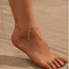 1PC Adjustable Slider Ankle Chain, Classic Retro Style Women's Foot Decoration - 金色 - 查看 3