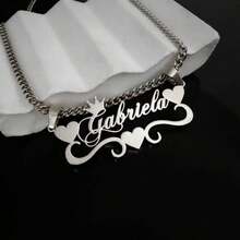 Customized Nameplate Necklace, Elegant Stainless Steel Crown Heart Necklace, Personalized 18K Gold Plated Name Necklace, Crown Name Necklace, Birthday Gift - Multicolor 4 - View 8