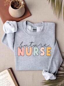 Long Sleeve Tops WomenFuture Nurse Sweatshirt, Nursing School Sweater, Nursing Student Sweatshirts, Gift For Nurses, Nurse In Progress Sweaters, New Nurse Sweatshirt, Future RN Nurse Sweater. ID-45Loose And Comfortablelong Sleeve Tops Women - màu đen - Xem 4