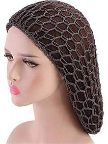 Women Soft Rayon Snood Hat Hair Net Crocheted Hair Net Mix Colorshalloween - Fw-12-灰色 - 查看 7