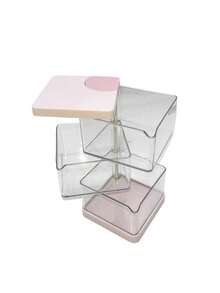 1pc Children's Room Rotating Desktop Storage Box, 2-Layer 3-Compartment Dust-Proof Hair Clip Organizer