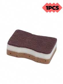 Esponja ovalada de algas marrones, esponja de doble cara de 3 capas de efecto doble de color marrón, esponja de lavado de platos de uso intensivo para la cocina, esponja de limpieza de alta densidad y color, bloque de esponja de algas marinas, adecuado para limpiar utensilios de cocina, vajilla, cocina, campana extractora, Navidad, Halloween