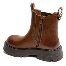 Women's Chelsea Boots In Genuine Leather – Thick Sole - Camel - View 3