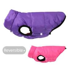 Reversible Dog Clothes For Small Medium Dogs Cats Warm Winter Puppy Jacket With Leash Hole Cute Solid Color Yorkshire Pet Coat