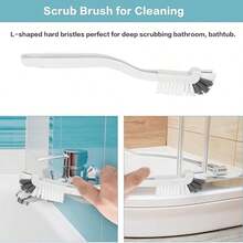 1Pc Dish Brush Bottle Bathroom Scrub Brushes Kitchen Cleaning Brush Right Angle Kitchen Brush Sink Household Pot Pan Edge Corners Tile Lines Brush With Stiff Bristles - 白色 - 查看 4