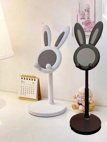 1pc Plastic Rabbit Shaped Adjustable Slouchy Phone/Tablet Holder, Versatile Desk Stand Organizer, Simple Design, Suitable For Tablets, Smartphones, Live Streaming
