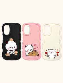 Cute Panda Novelty 3pcs Dopamine Themed Phone Cases, Cute Cartoon Panda, Bear, Cat Print Phone Case Set, New Wavy Macaron Design Phone Covers, Phone Protective Cases Compatible With IPhone Spring Gift,International Version, Not The Domestic Version - Multicolor - View 46
