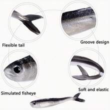 30 piezas/Caja Señuelos de pesca blandos oscilantes de 3.15 pulgadas y 2g, aptos para pesca de agua dulce y salada de lubina, ideales para pesca marina. Cebo de pesca con cola ahorquillada en forma de camarón y gusano - Multicolor - Ver 7