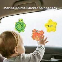 3 Piecesnovelty Rotating, Interactive Rotating Toys, Rotating Interesting Sucker High Chair And Bathtub Star, Crab And Turtle Design Children's Sensory Development And Travel Fun Children's Bathroom Toys, Birthday Gifts