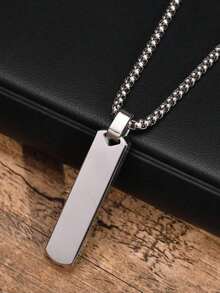 Fashionable And Popular Men Rectangle Pendant Necklace Stainless Steel For Jewelry Gift And For A Stylish Look