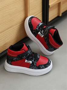 儿童高帮运动鞋，新款秋季时尚运动鞋，韩版男童休闲运动鞋，女童及婴儿白色鞋，婴幼儿运动鞋 - 酒紅色 - 查看 5