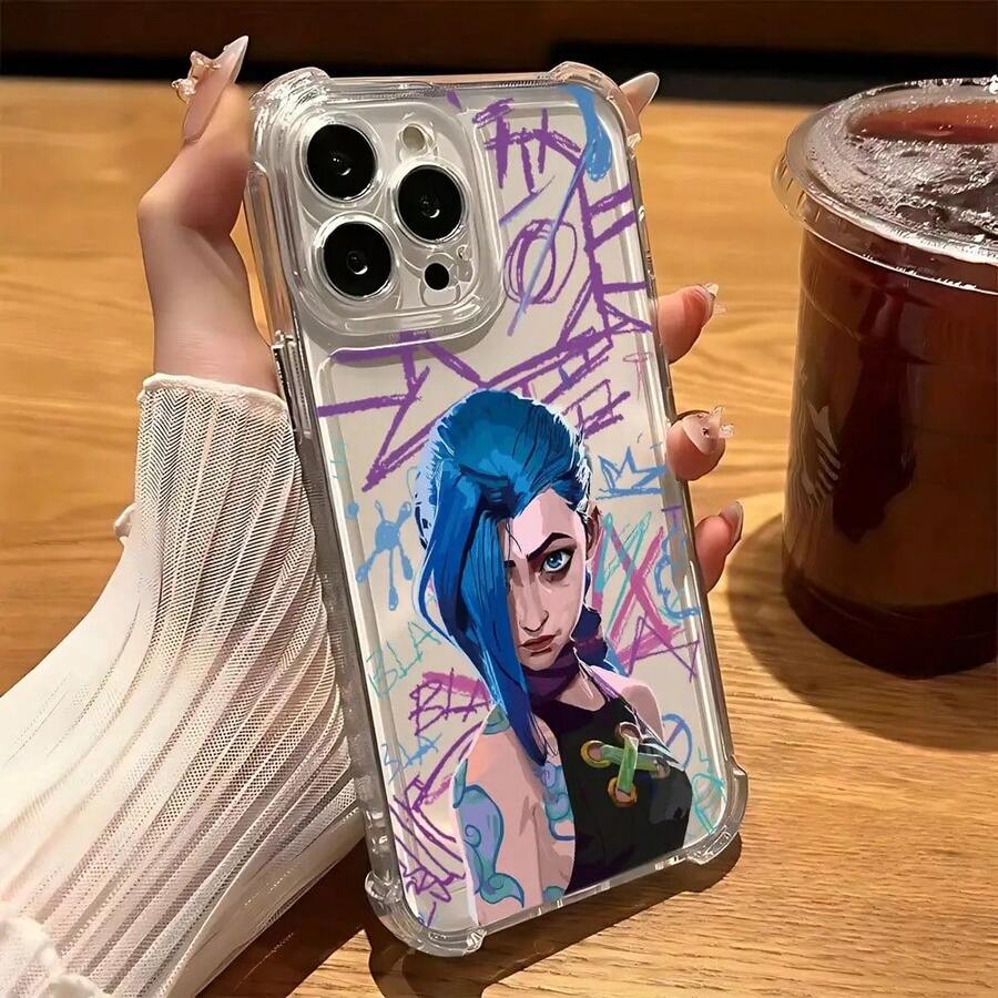 Funda de Teléfono Cool Jinx Graffiti para iPhone 16 15 14 13 12 11 Pro Max X XR XSMAX 8 7 Plus, a prueba de golpes, transparente y suave - Mezcla de colores - Ver 1