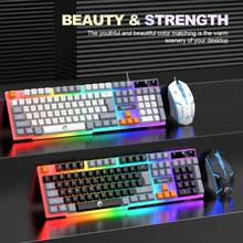 有线游戏键盘鼠标套装，彩虹LED背光，三色可选，104键，3D滚轮，1600 DPI，USB接口，符合人体工学的PC游戏设计 - 彩色 - 查看 4