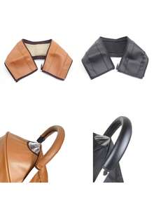 Universelle Kinderwagen Griffabdeckung aus PU-Leder, Baby Kinderwagen Griffhülle zum Schutz, Kinderwagen Zubehör Griffschutz mit abnehmbarem Reißverschluss in Schwarz und Braun