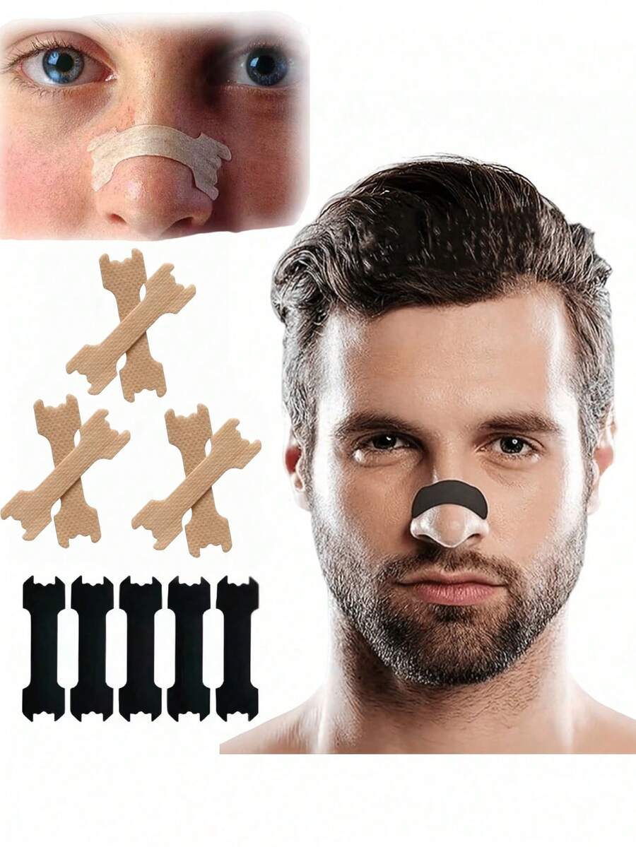 50pcs/Pack Multi-Functional Dilator Strips, Assist Snoring Relief, Daily Use & Night Sleep Breathing Patch, Improve Sleep Quality, Physical Assisted Ventilation, Designed For Breathing, Comfortable Support, Gentle & Non-Irritating, Suitable For Home Use, Portable Packaging. - Màu đen và màu da - Xem 1