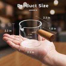 Espresso Shot Glass With Wooden Handle, 2 Packs V - Shaped Double Spout Espresso Measuring Cup, Espresso Accessories Coffee Bar Essentials Precise 75 Ml Coffee Measuring Cup - 透明度 - 查看 3