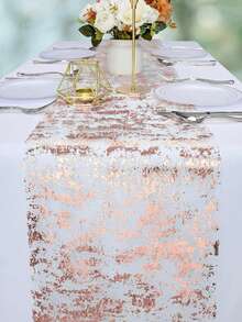 1/3/5 件玫瑰金桌旗，玫瑰金箔网格桌旗装饰，派对、婚礼餐桌装饰 - 玫瑰金 - 查看 10