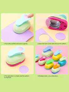 1件手工压花工具，DIY卡片和布料打孔器 - 多功能手持式压花机，带有彩色花卉图案，适用于剪贴簿、纸艺和礼品制作，无需电池，纸张打孔器（颜色随机） - 彩色 - 查看 7