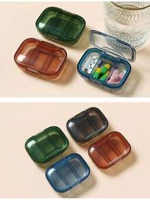 Compact 3 Compartment Pill Organizer Box - Portable, Dust-Proof Lidded Medication Storage Box For Daily And Weekly Use