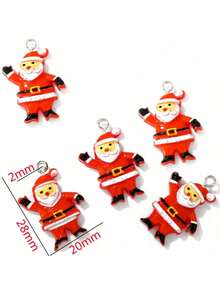 10pcs/Set New Resin Christmas Pendant Assortment, Santa Claus, Christmas Tree, DIY Jewelry Accessories, New Year Decor