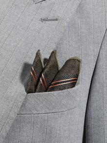 1pc Men's Fashionable Minimalist Striped Pattern Pocket Square Handkerchief, Suit Accessory Suitable For Party, Banquet, And Daily Wear